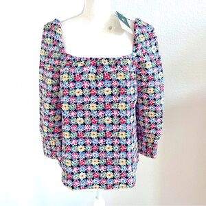 Floral Multicolor Metallic Women's Top